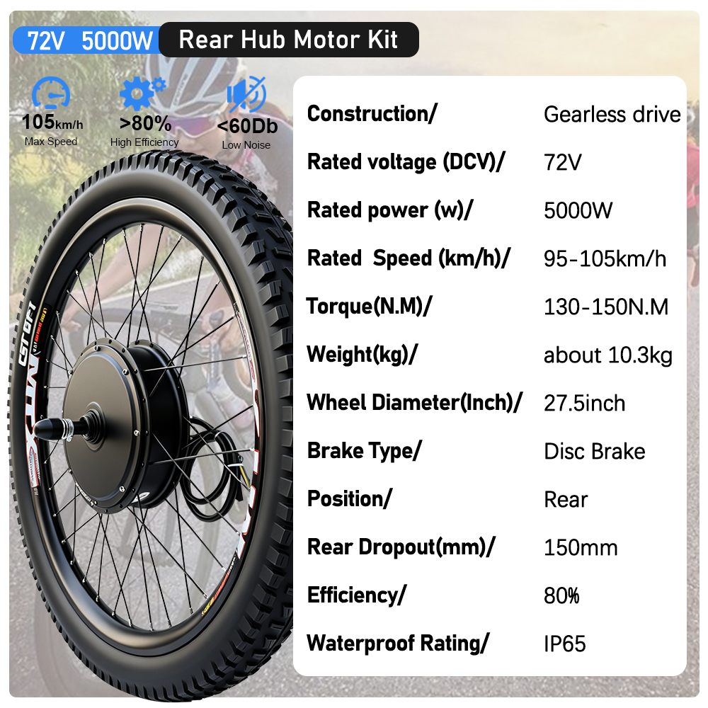 Kit de Conversão para Biciclet - 5000W Hub Motor Kit 72V avaliação e preço