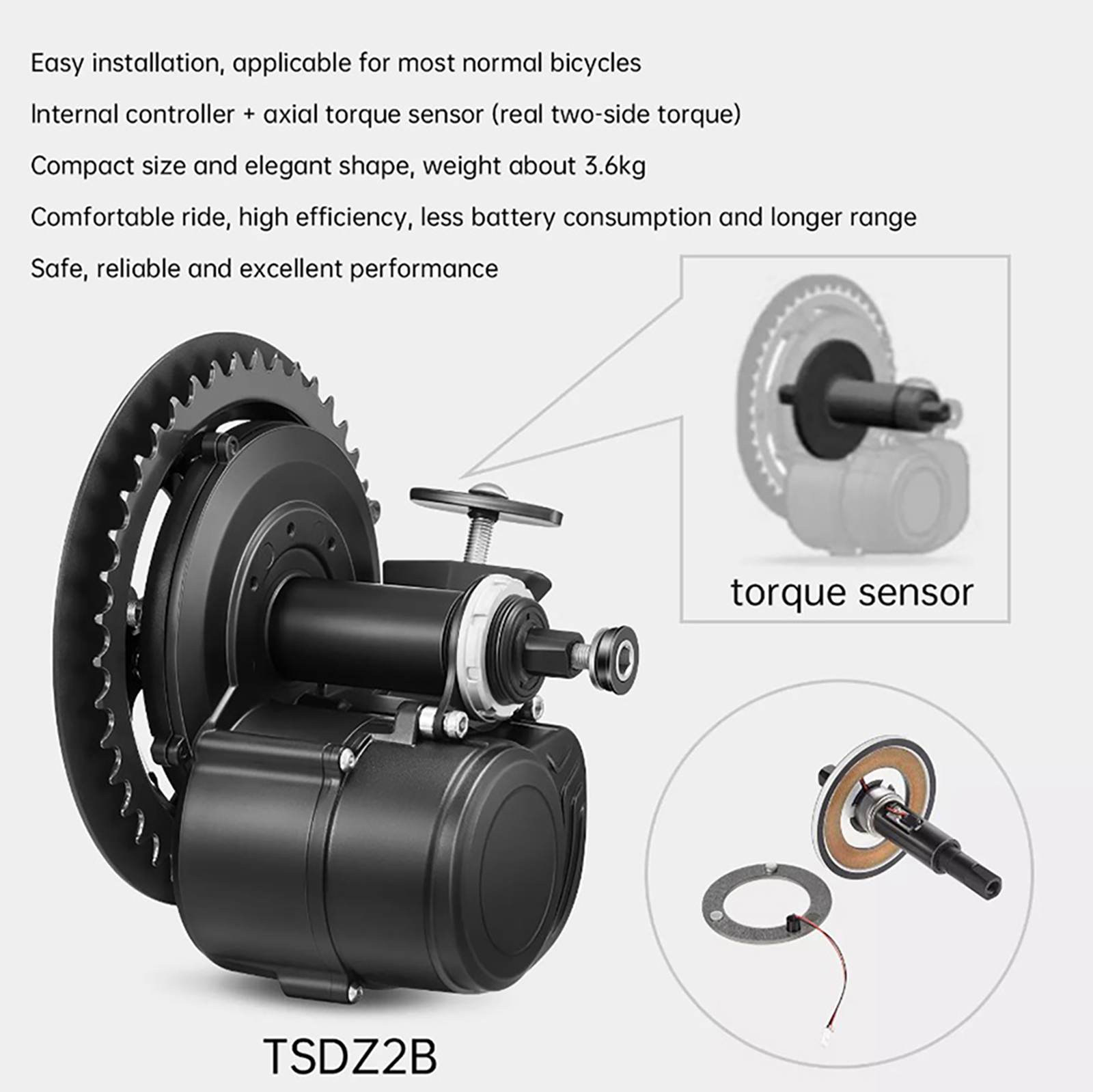 Tongsheng tsdz2b bb 120mm 100m - High Torque Brushless Mid Motor Kit avaliação e preço